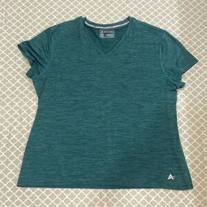 Arctic Cool Hydrofreeze Dark Green Twist V Neck Short Sleeve Workout Top 2X